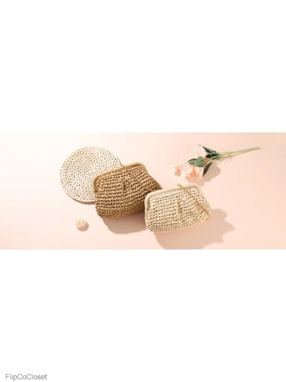 Straw Clutch Crossbody Handbag Woven Shoulder Bag Cloud Dumpling Pouch